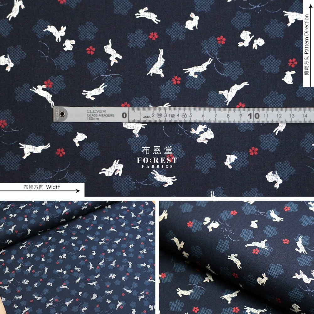 Cotton - Rabbit Navy Fabric