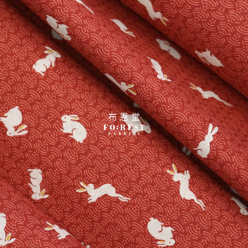 Cotton - Rabbit Wave Red Fabric