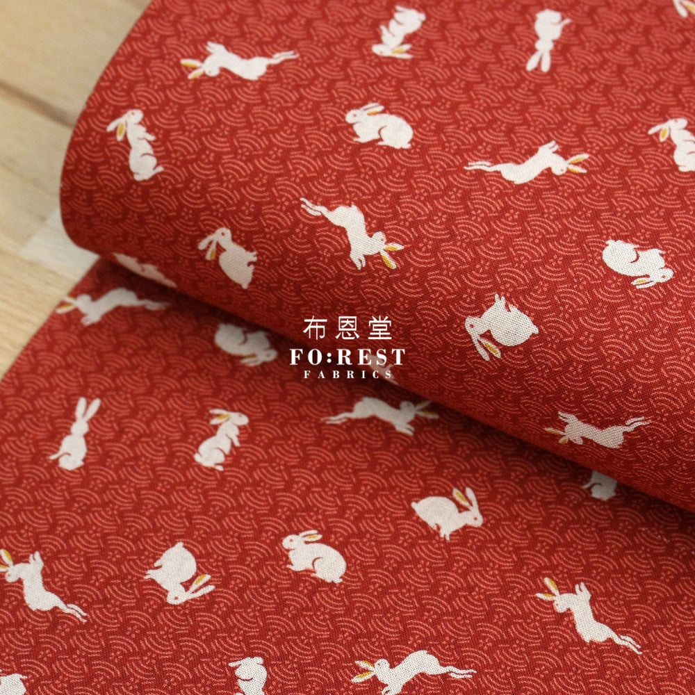 Cotton - Rabbit Wave Red Fabric