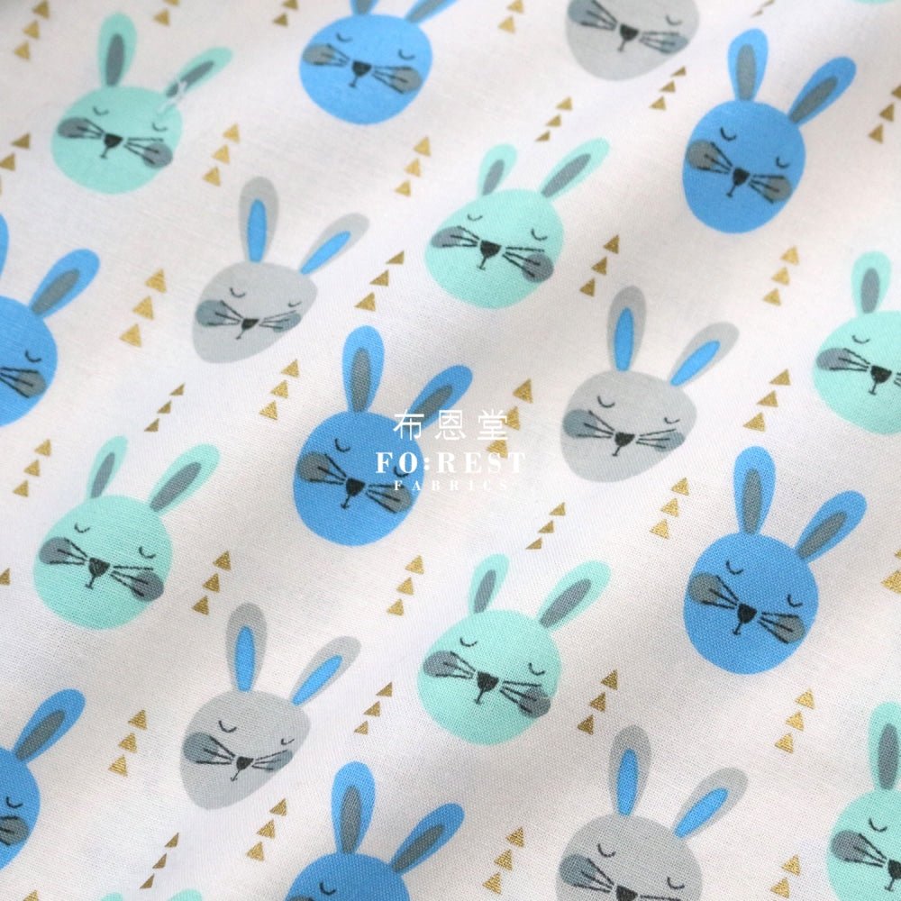 cotton - Rabbits with metallic fabric Blue - FO:REST Fabric 布恩堂Liberty fabrictana lawnjapanese fabricykk zipper