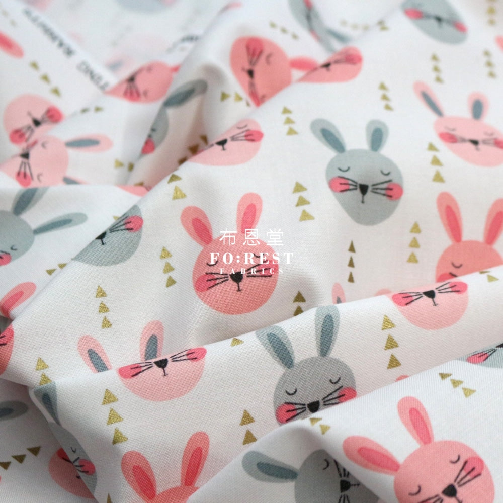 Cotton - Rabbits With Metallic Fabric Pink