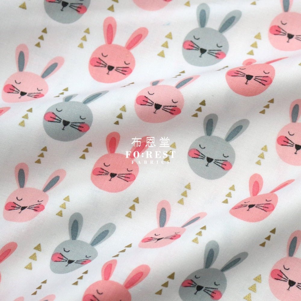 cotton - Rabbits with metallic fabric Pink - FO:REST Fabric 布恩堂Liberty fabrictana lawnjapanese fabricykk zipper