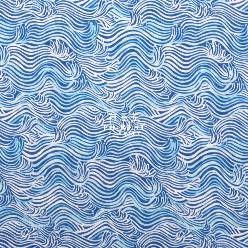Cotton - Rainbow Wave Bluefabric