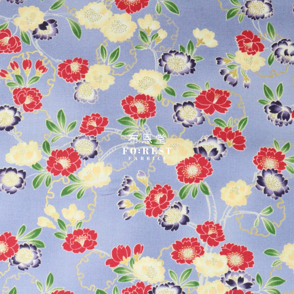 Cotton - Sakura Snow Japanese Fabric Bluepurple