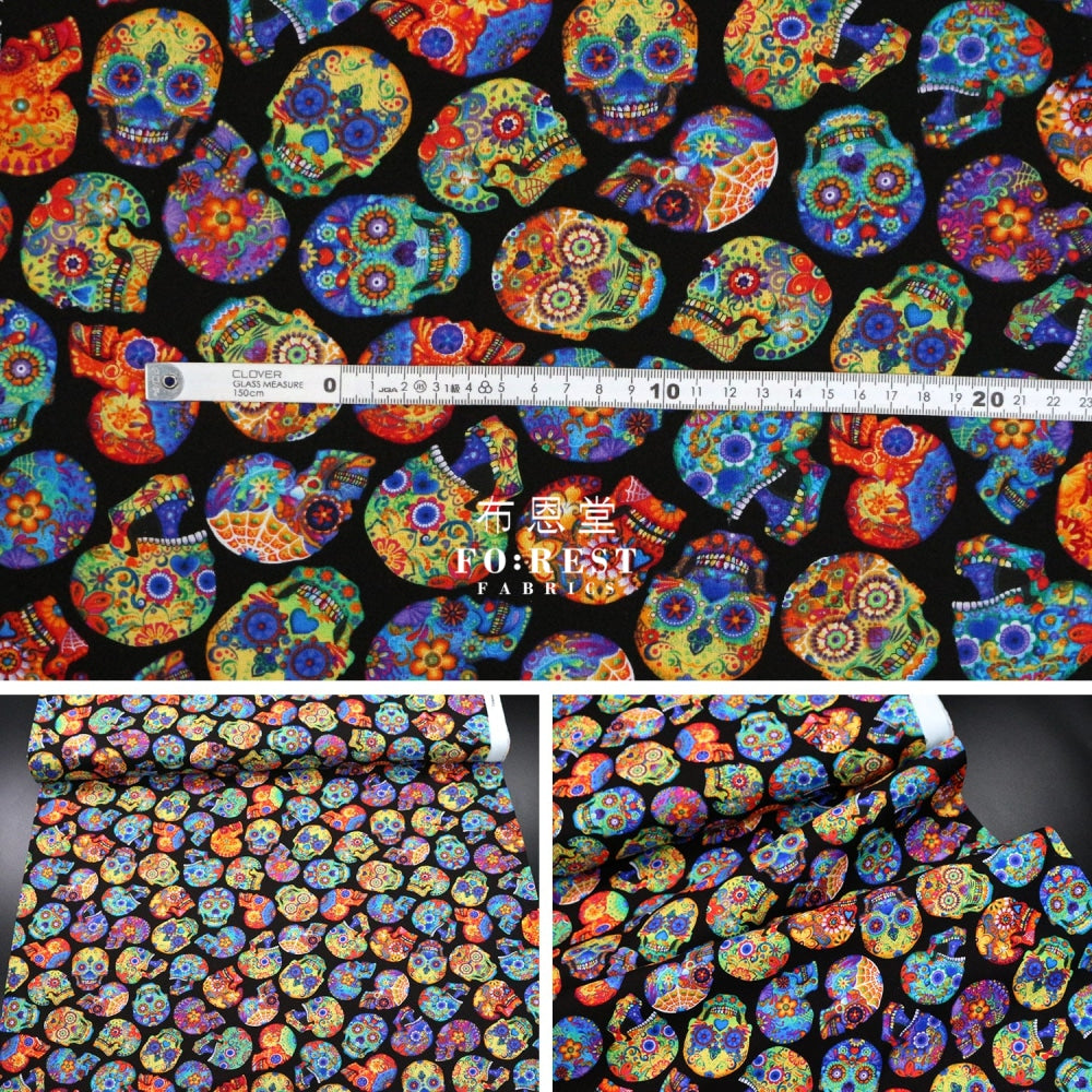 Cotton - Skeletons Colourful Day Fabric