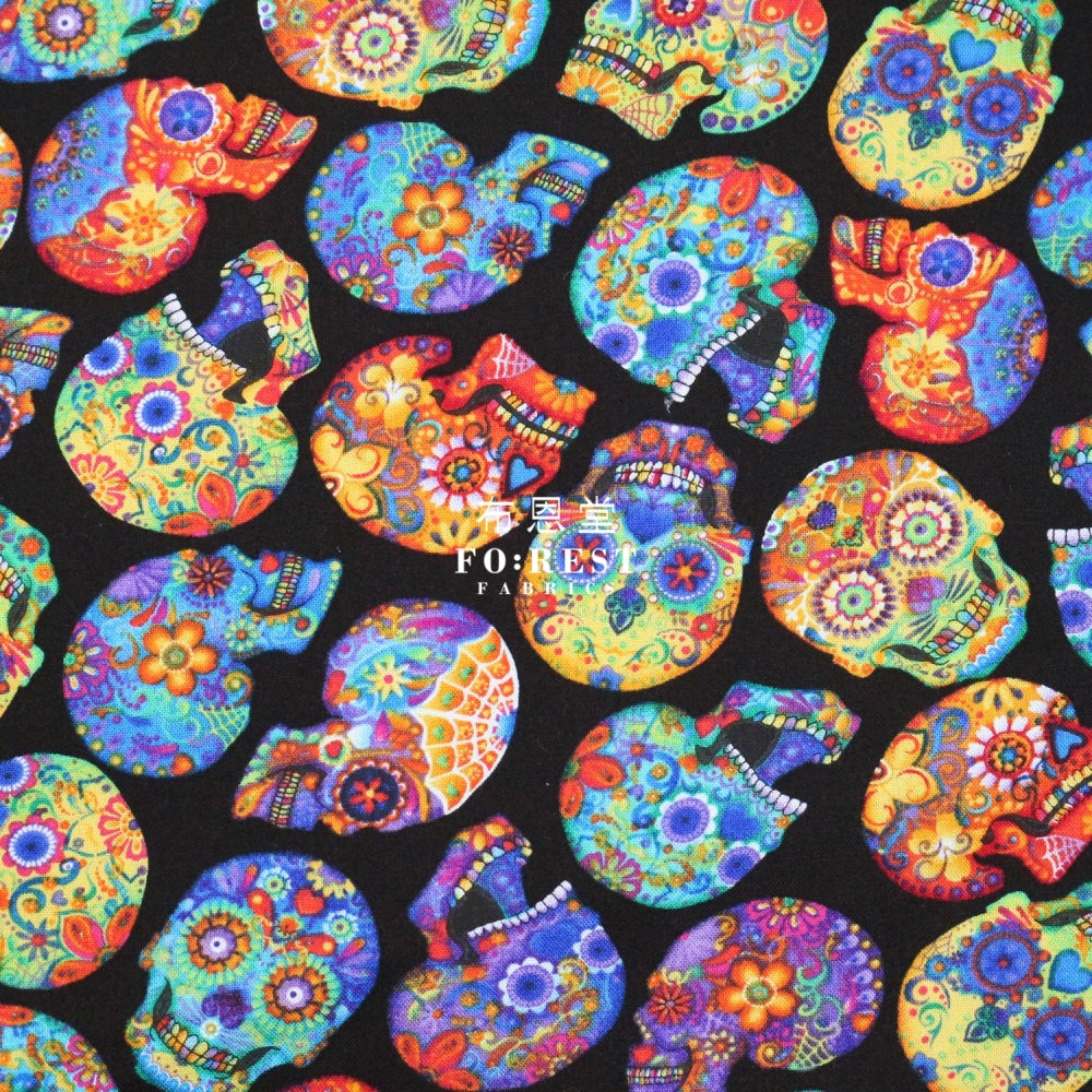 Cotton - Skeletons Colourful Day Fabric