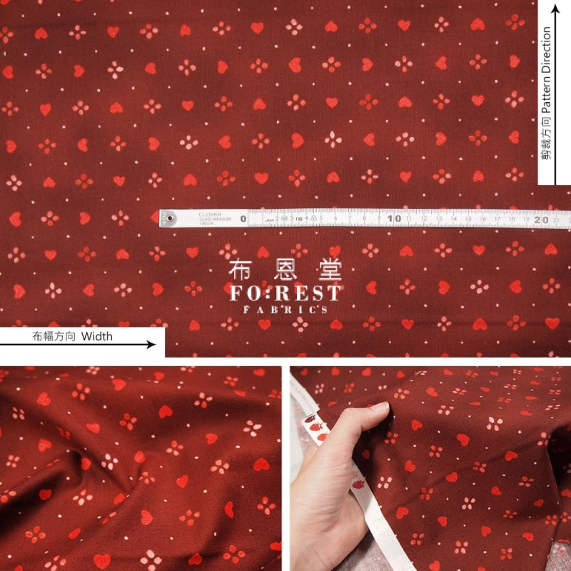 Cotton - Strawberry Sweetie Red Fabric C Heart