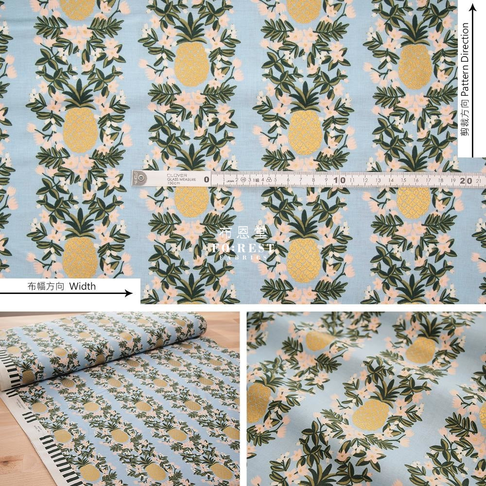 Cotton - Summer Pineapple Fabric Blue