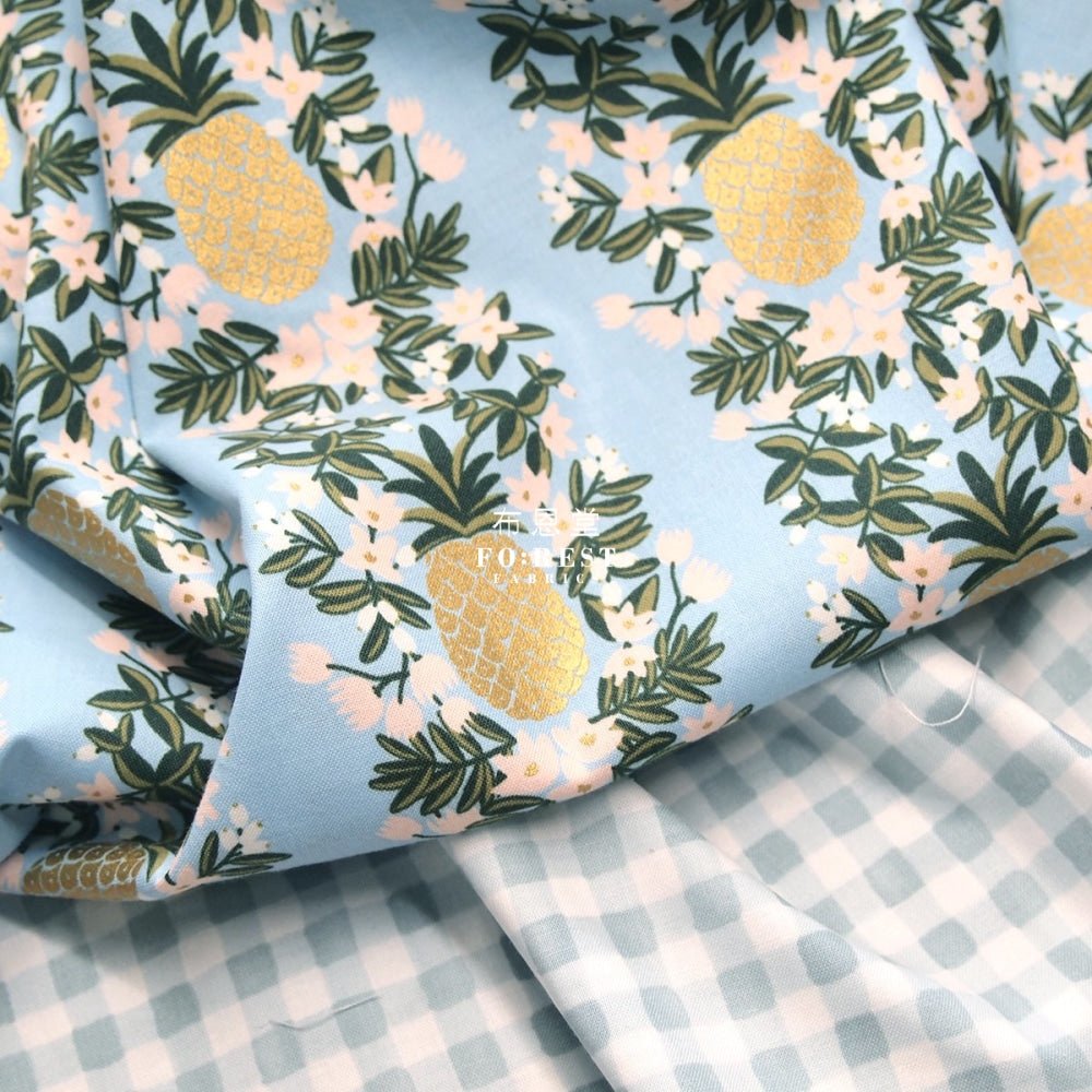 cotton - Summer Pineapple fabric BLUE - FO:REST Fabric 布恩堂Liberty fabrictana lawnjapanese fabricykk zipper