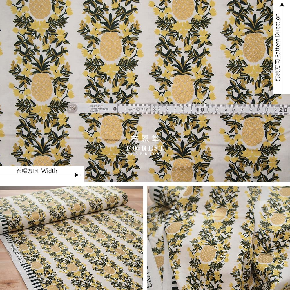 Cotton - Summer Pineapple Fabric Milky