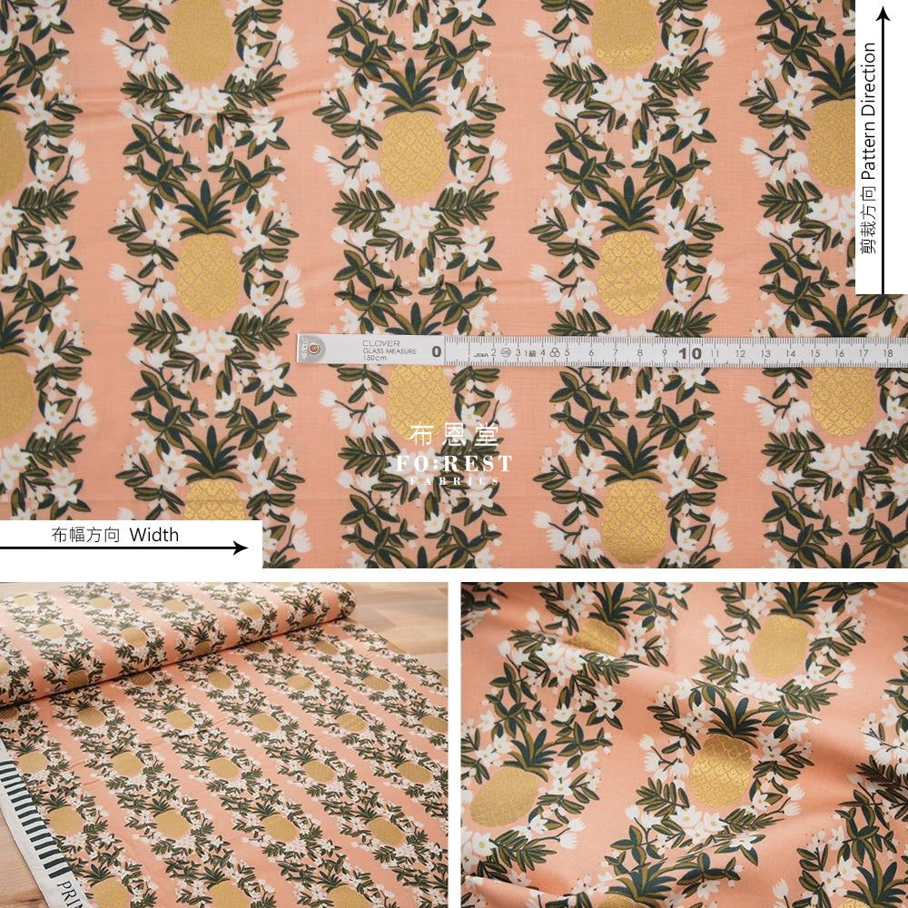 Cotton - Summer Pineapple Fabric Pink