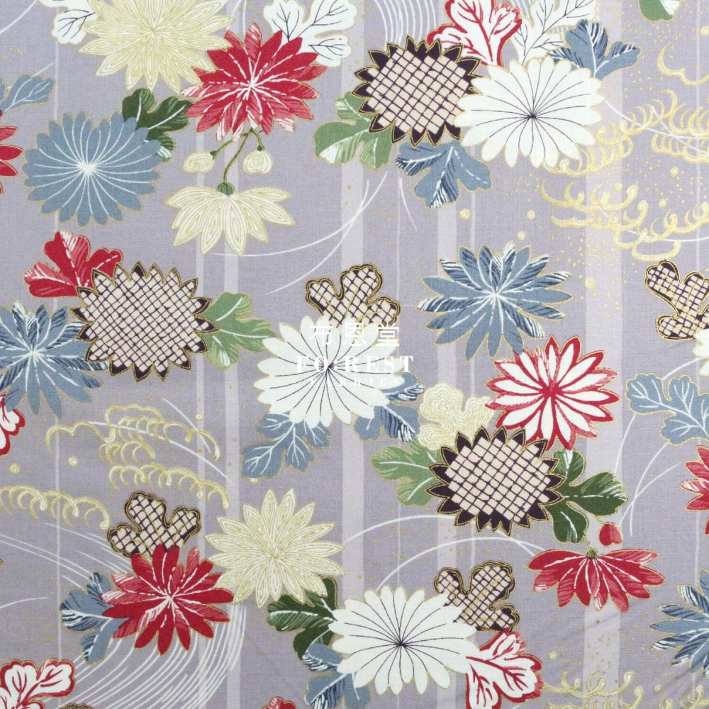 Cotton - Tagetes Erecta River Japanese Fabric Purple