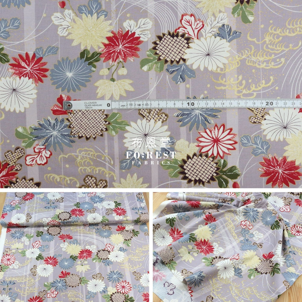 Cotton - Tagetes Erecta River Japanese Fabric Purple