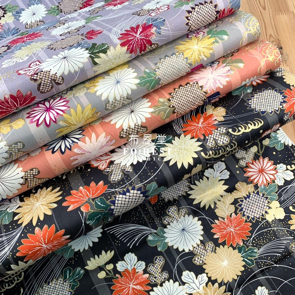 cotton - Tagetes erecta River Japanese fabric Purple - FO:REST Fabric 布恩堂Liberty fabrictana lawnjapanese fabricykk zipper
