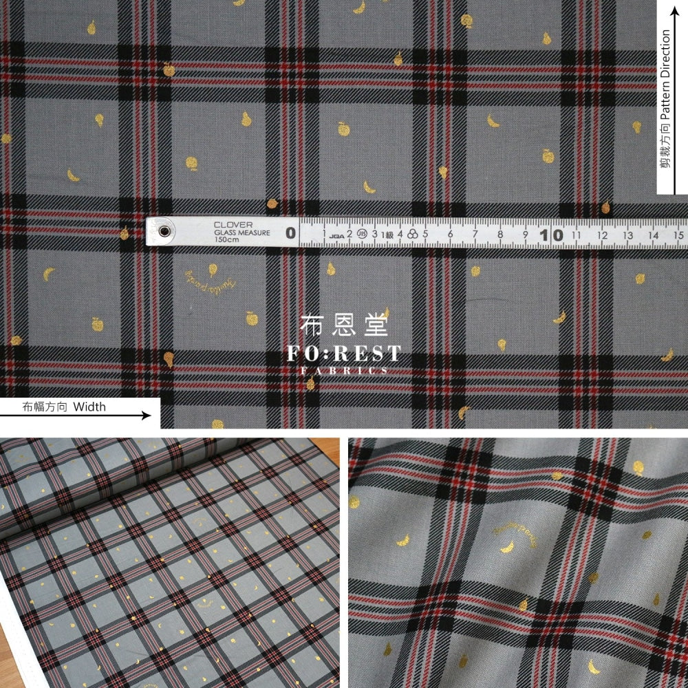Cotton - Tartan Fruit Party With Metallic Fabric Gray
