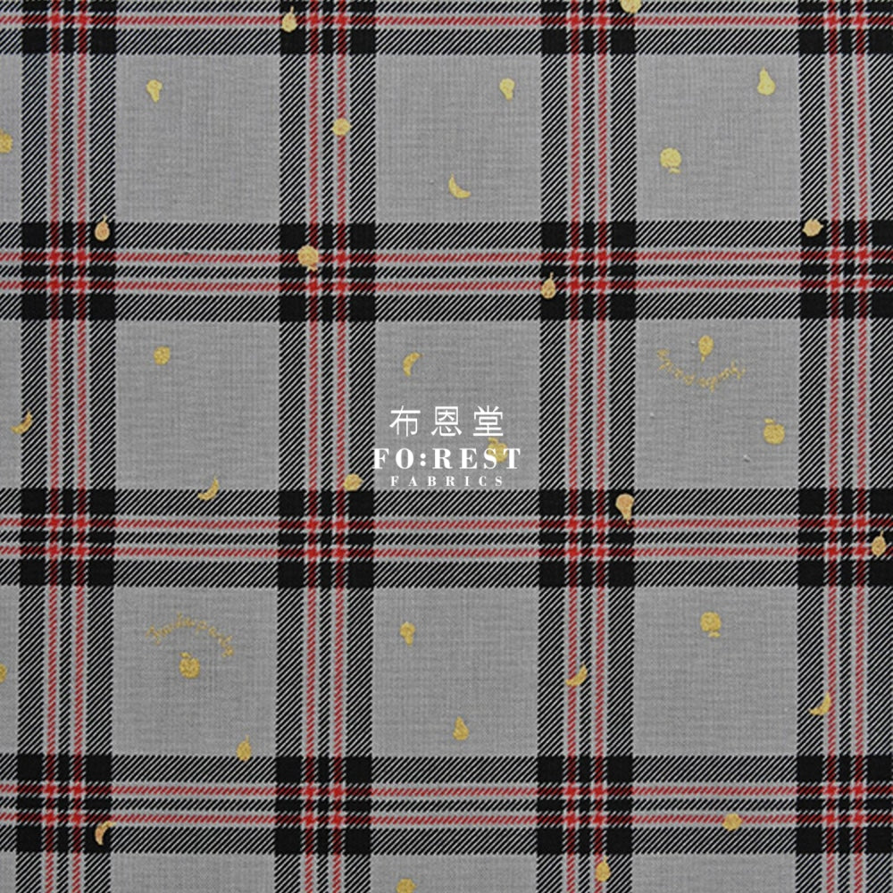Cotton - Tartan Fruit Party With Metallic Fabric Gray