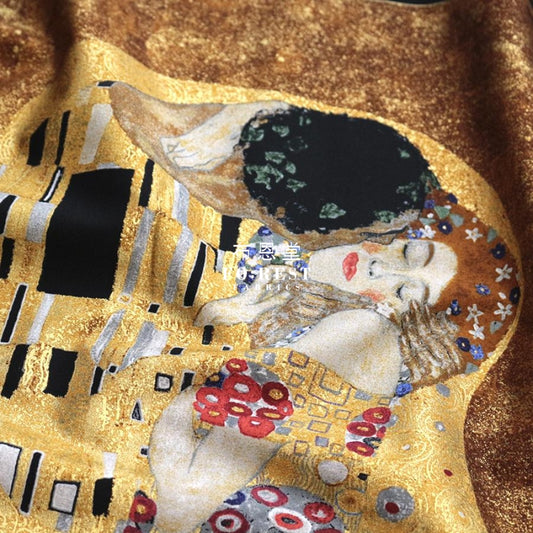 Cotton - The Kiss Metallic Panel Fabric (Gustav Klimt)