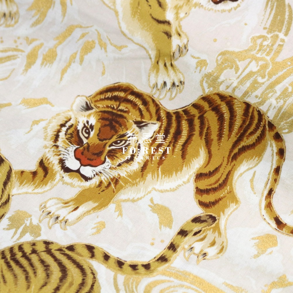 Cotton - Tiger Wave Japanese Fabric Milky