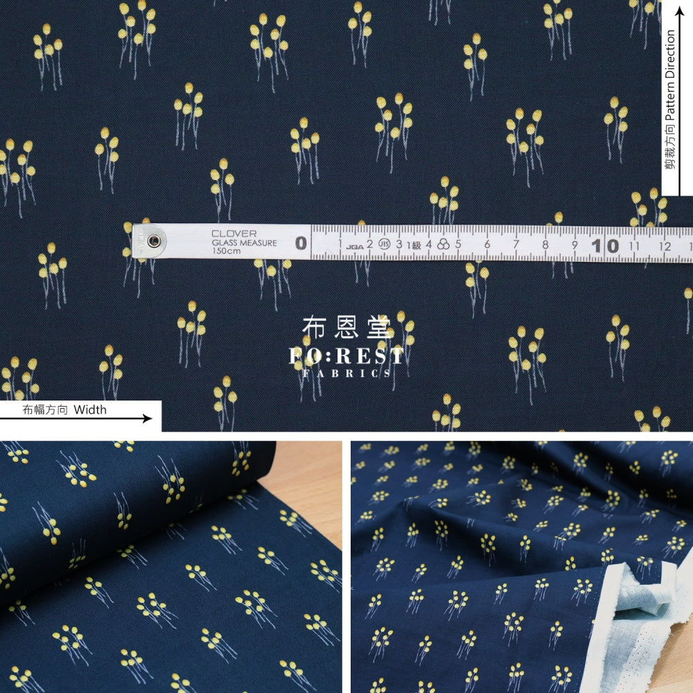 Cotton - Tiny Mushrooms Fabric Navy