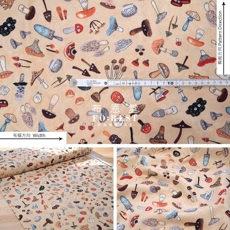 Cotton - Wild Fungi Mushrooms Fabric
