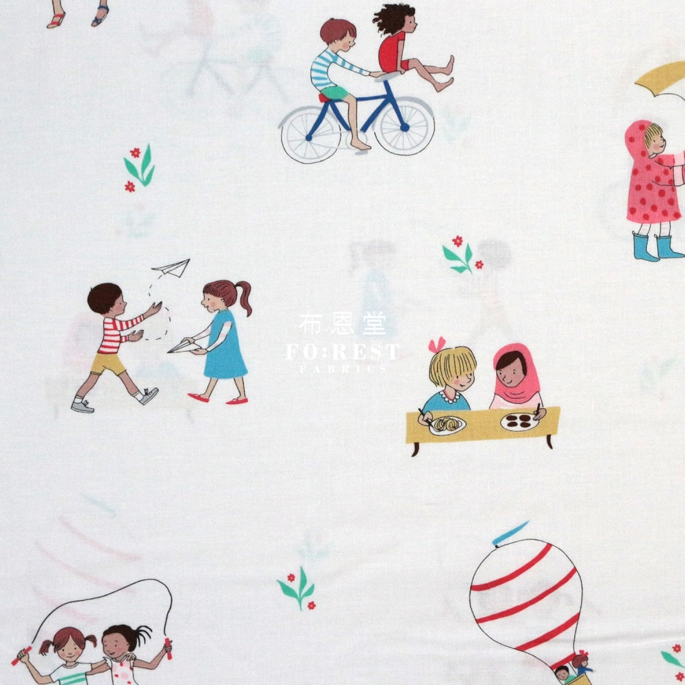 Cotton - Wonderful World Be A Friend Fabric Milky