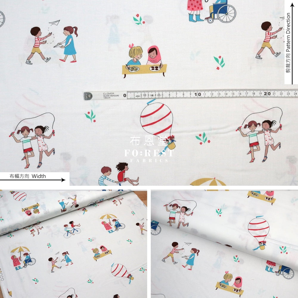 Cotton - Wonderful World Be A Friend Fabric Milky