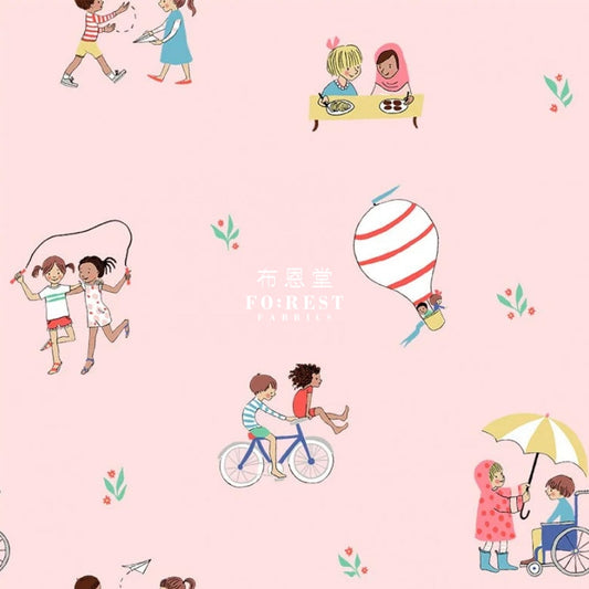 Cotton - Wonderful World Be A Friend Fabric Pink