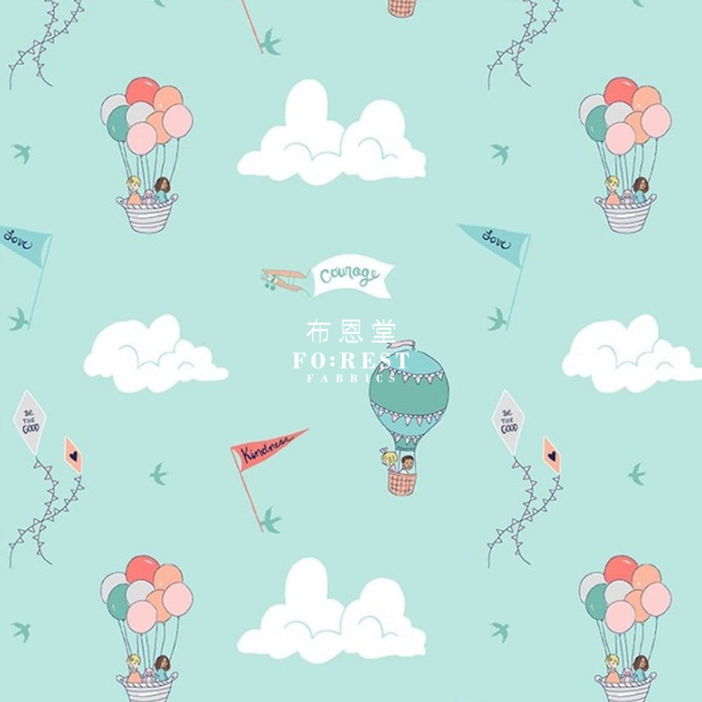 Cotton - Wonderful World Courage And Kindness Fabric Aqua