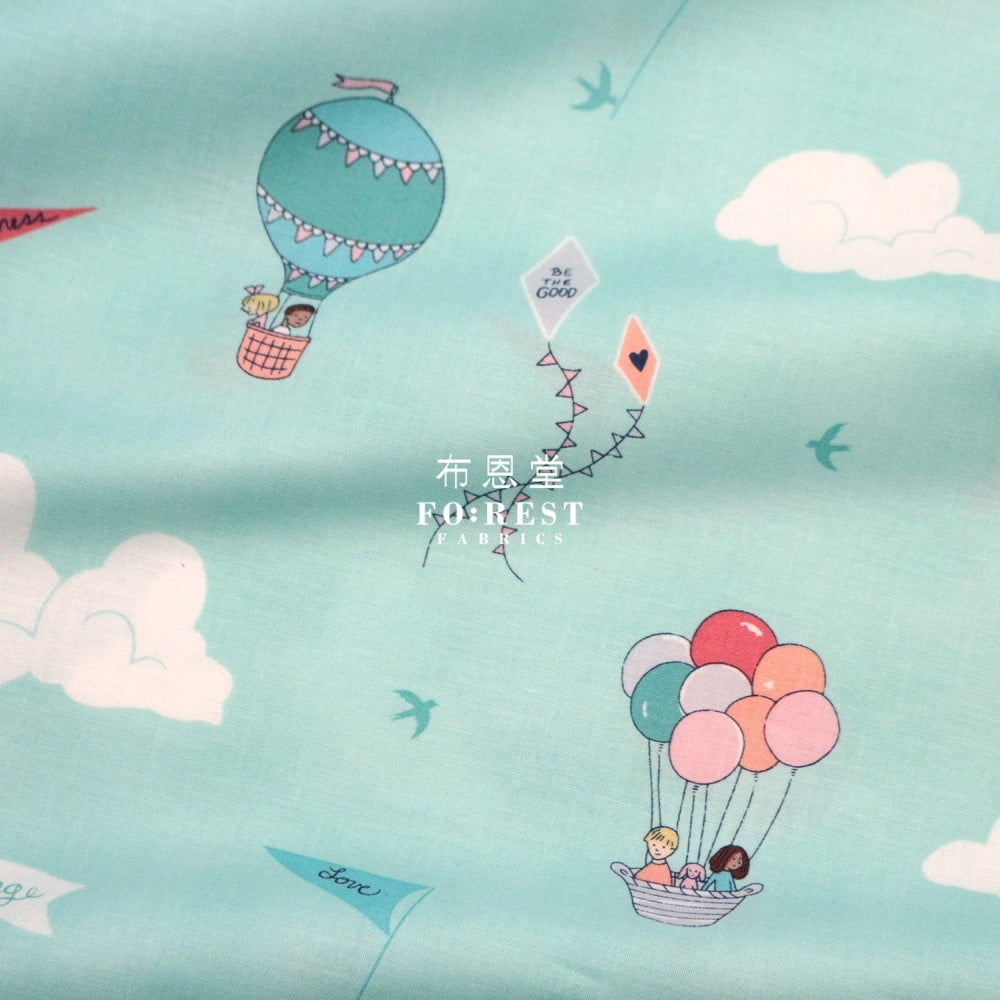 Cotton - Wonderful World Courage And Kindness Fabric Aqua