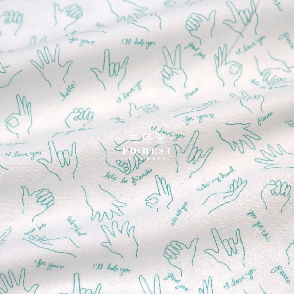 cotton - Wonderful World Helping Hands fabric Aqua - FO:REST Fabric 布恩堂Liberty fabrictana lawnjapanese fabricykk zipper