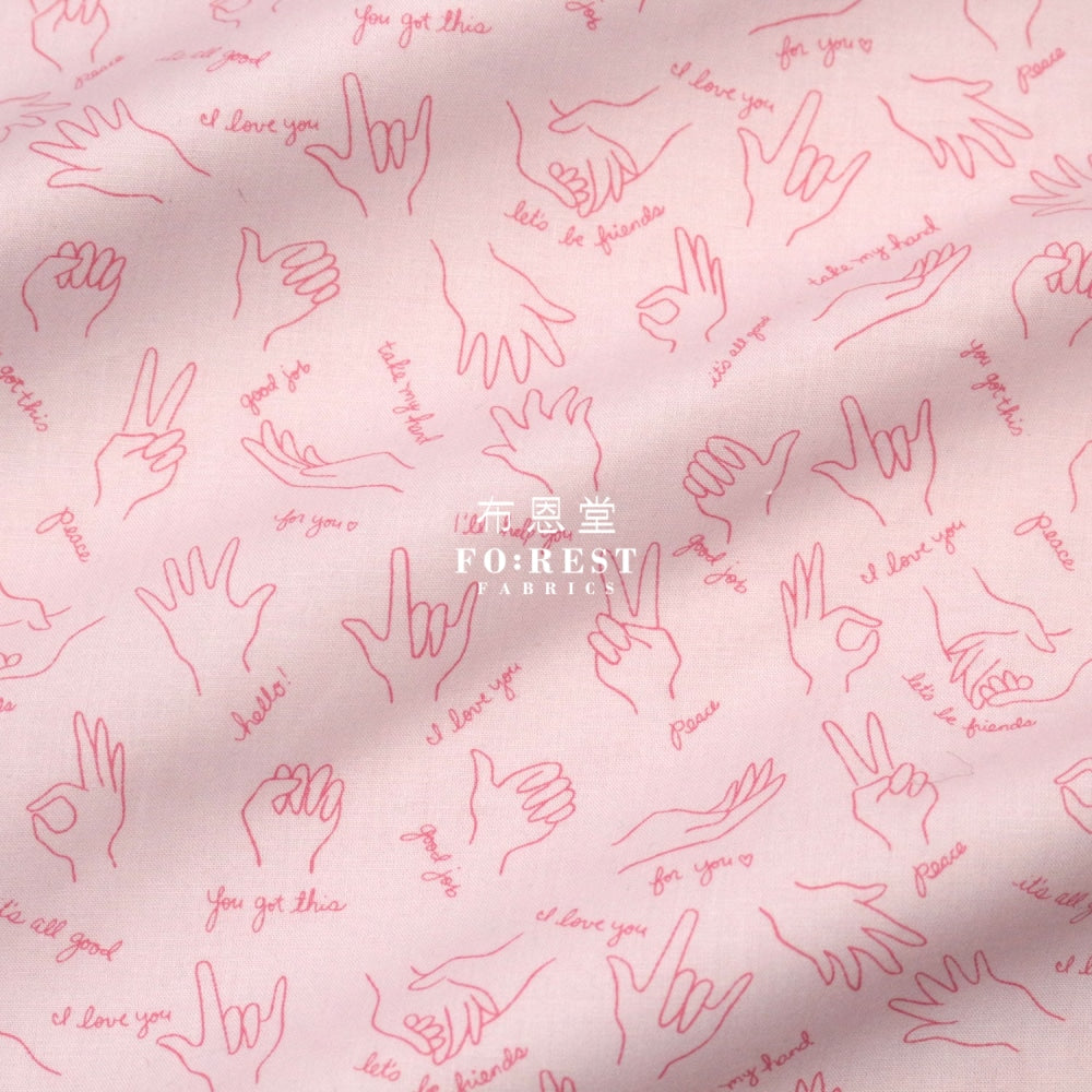 Cotton - Wonderful World Helping Hands Fabric Pink
