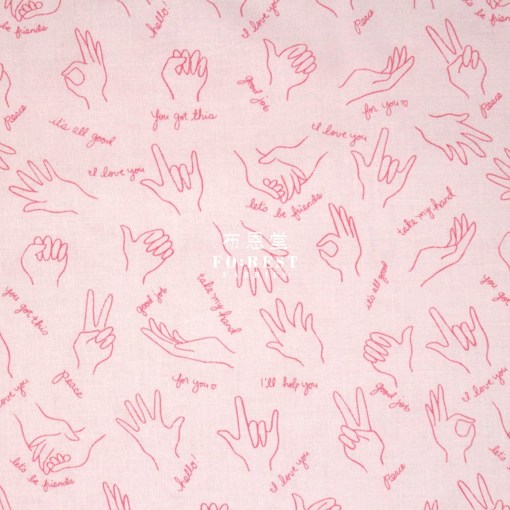 Cotton - Wonderful World Helping Hands Fabric Pink