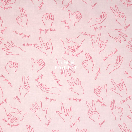 Cotton - Wonderful World Helping Hands Fabric Pink