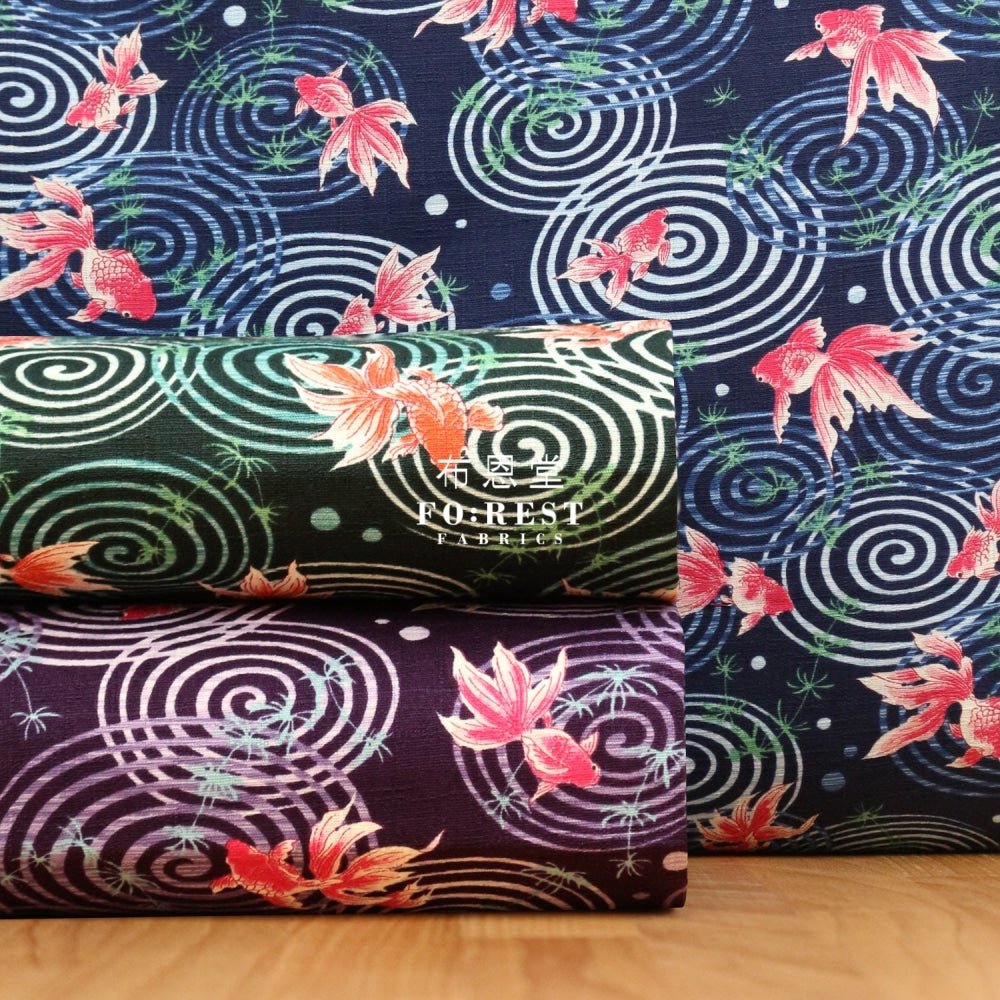 dobby - Goldfish fabric Green - FO:REST Fabric 布恩堂Liberty fabrictana lawnjapanese fabricykk zipper