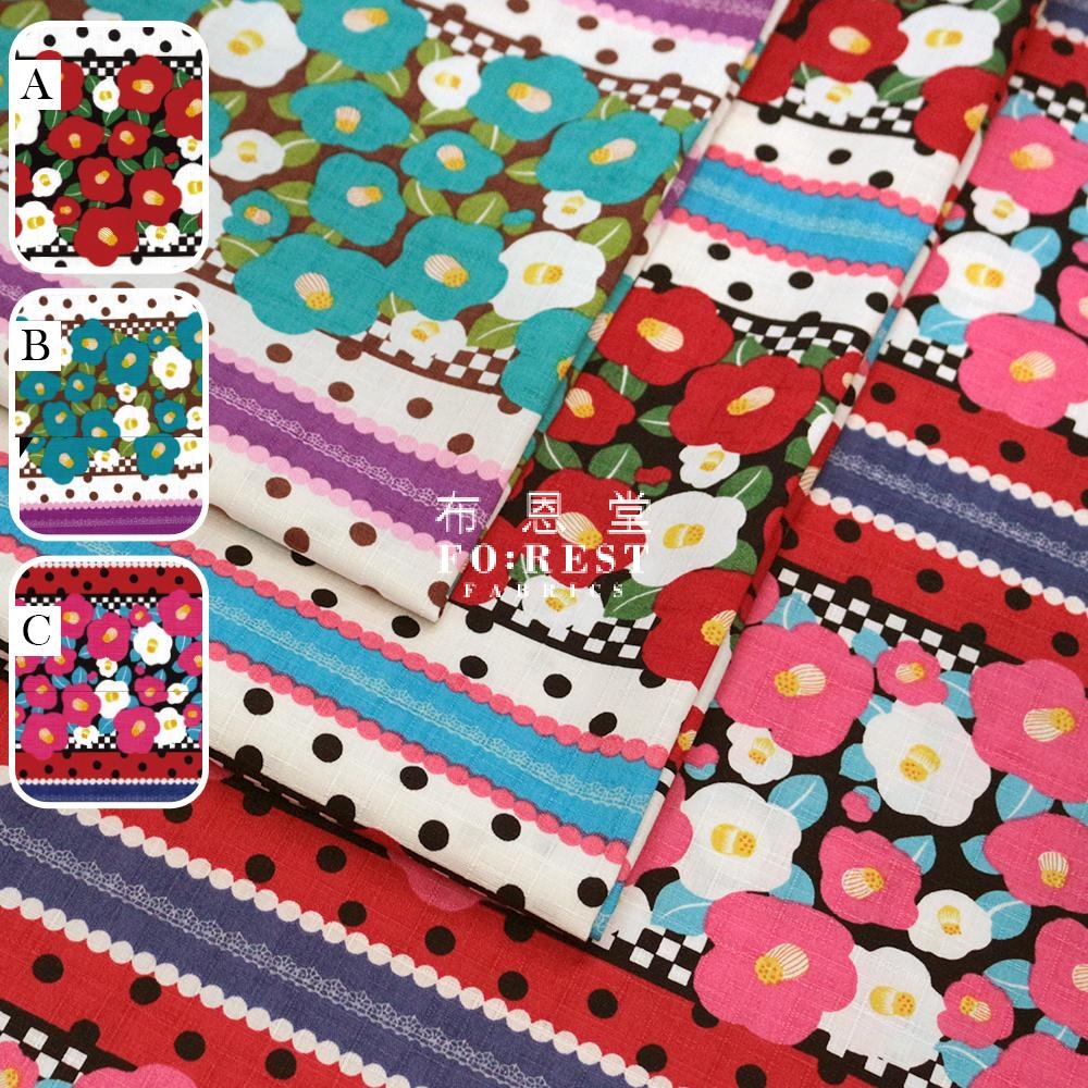 Dobby - Japanese Tsubaki Flower Fabric