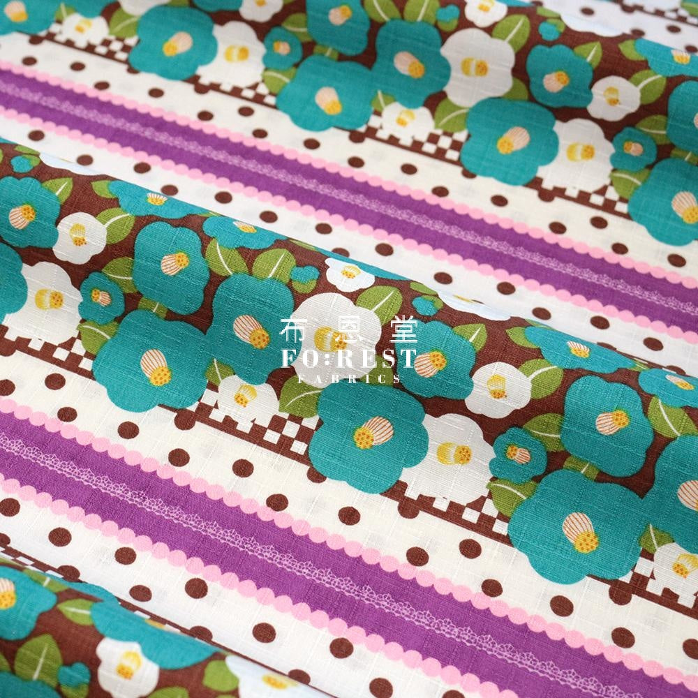 Dobby - Japanese Tsubaki Flower Fabric C Green