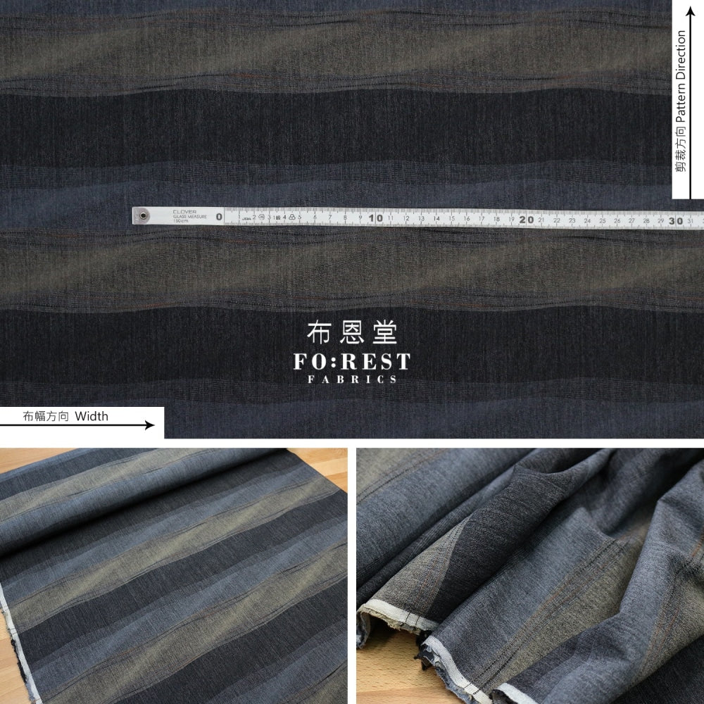 Echigo Staggered Weave - Wave Fabric Blueblack Dobby