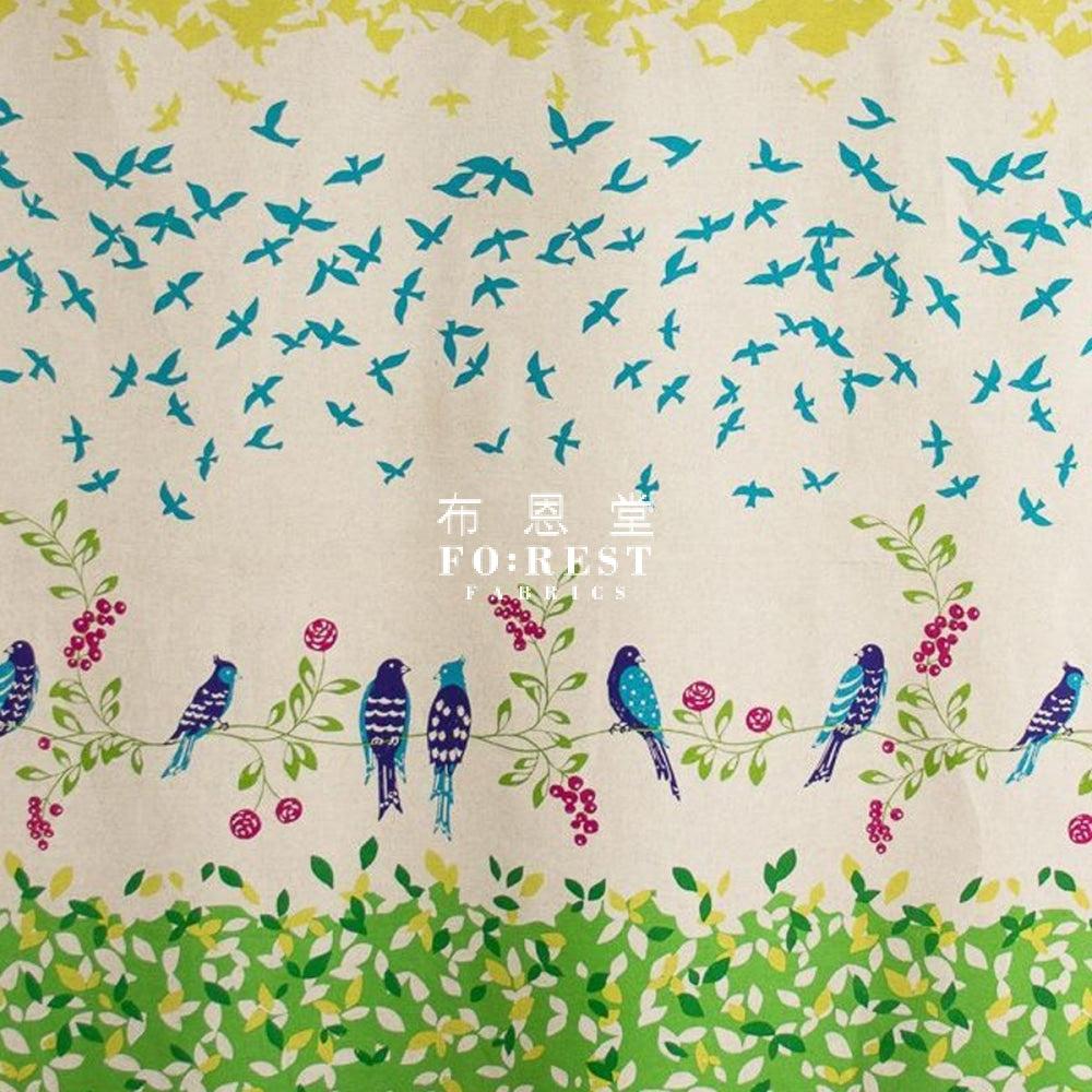 Echino - Cotton Linen Bird Song Green