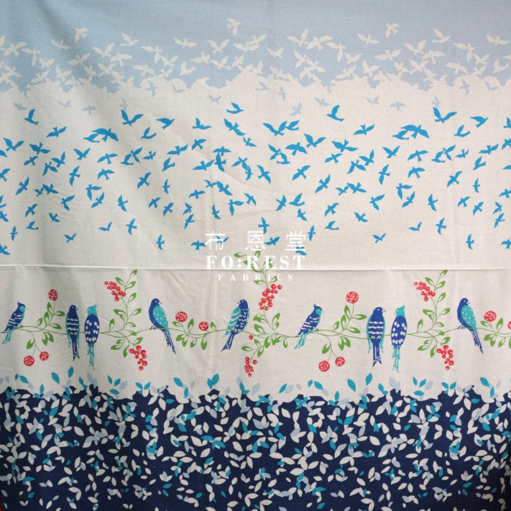 Echino - Cotton Linen Bird Song Navy