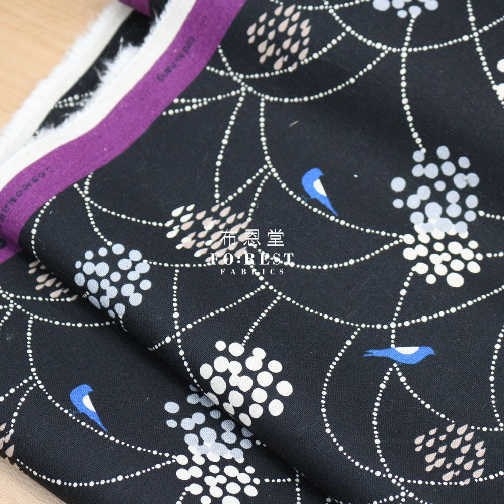 Echino - Cotton Linen Bird To Hang Black