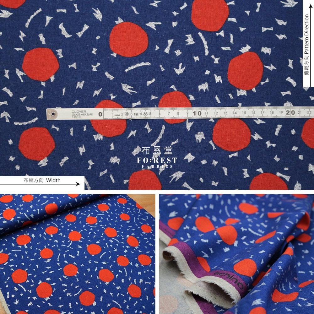 Echino - Cotton Linen Circle Blue