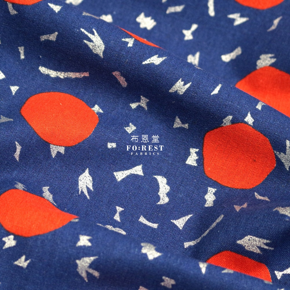 Echino - Cotton Linen Circle Blue