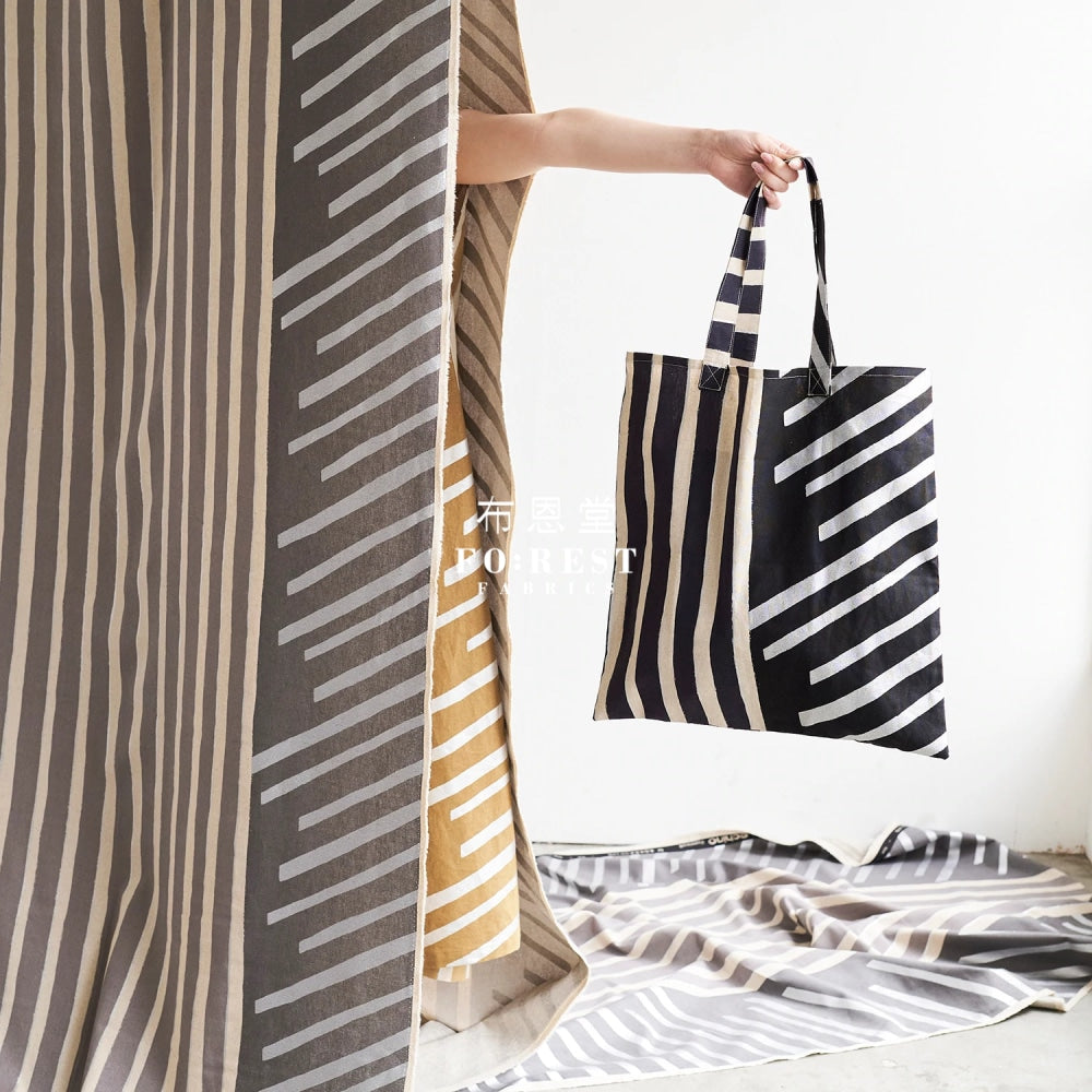 Echino - Cotton Linen Framework Flow Black Fabric