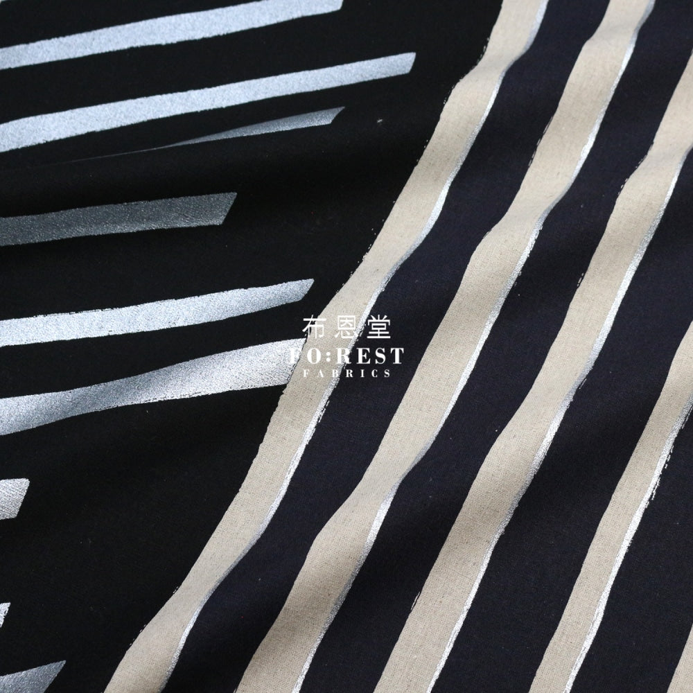 Echino - Cotton Linen Framework Flow Black Fabric