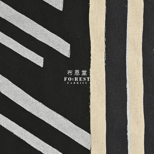 Echino - Cotton Linen Framework Flow Black Fabric