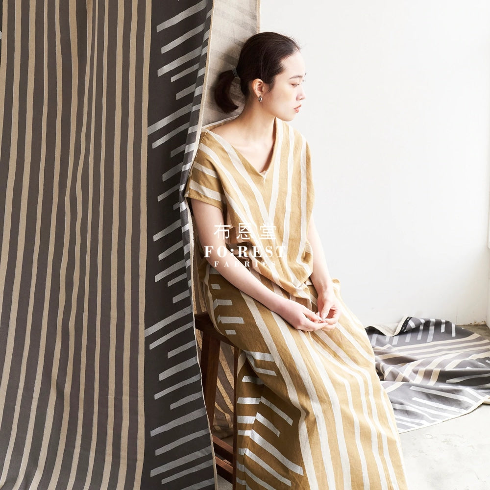 Echino - Cotton Linen Framework Flow Black Fabric