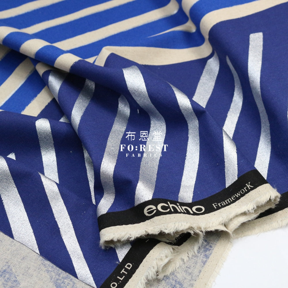 Echino - Cotton Linen Framework Flow Blue Fabric