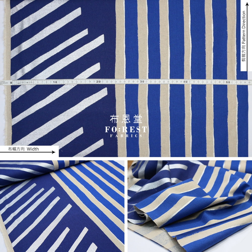 Echino - Cotton Linen Framework Flow Blue Fabric