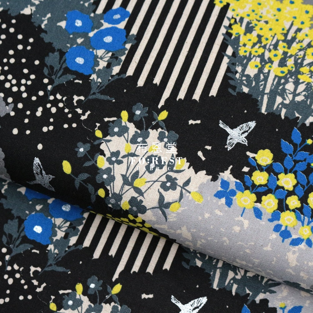 Echino - Cotton Linen Garden Black