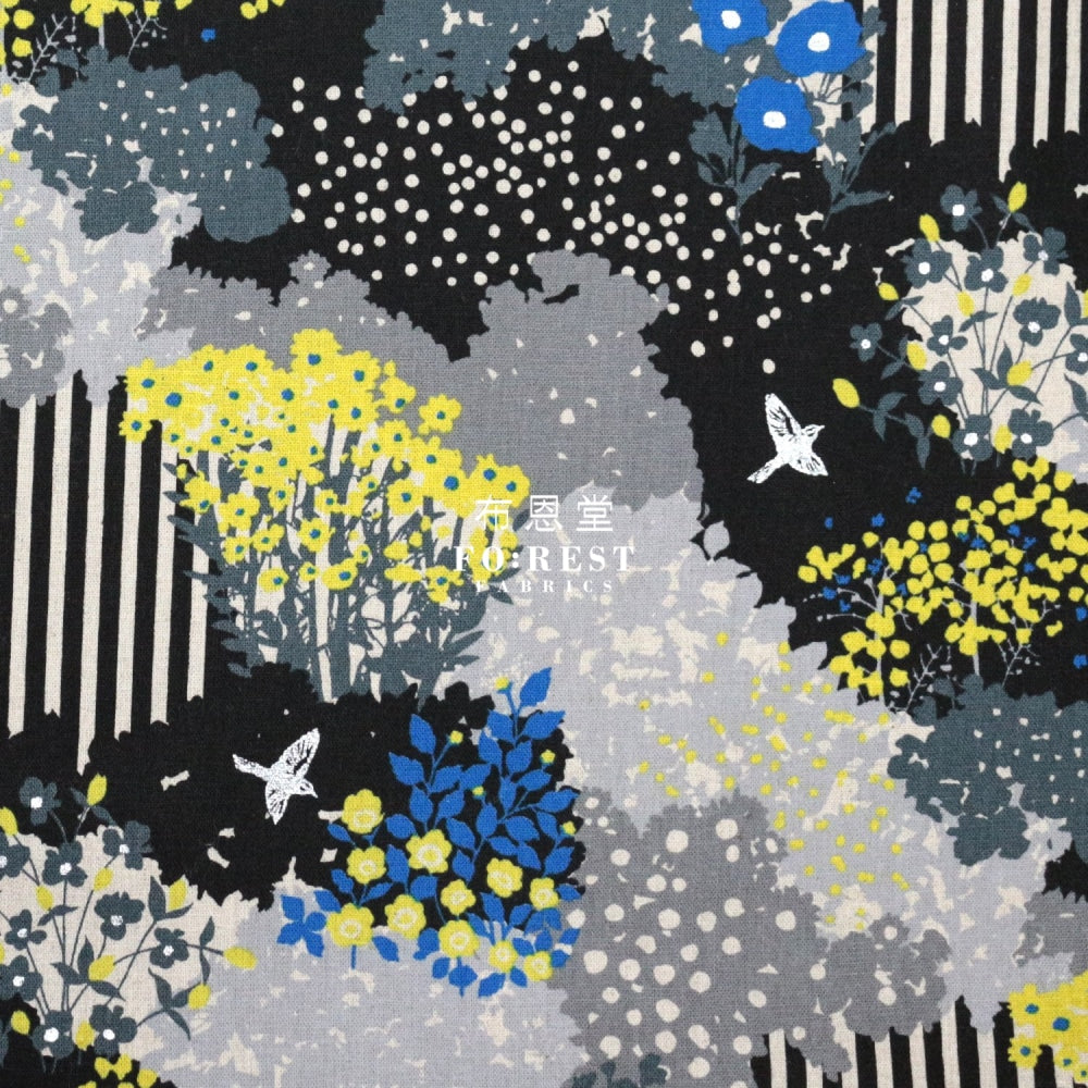 Echino - Cotton Linen Garden Black